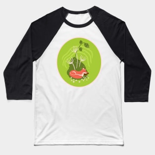 Sleeping fox with flowers Baseball T-Shirt